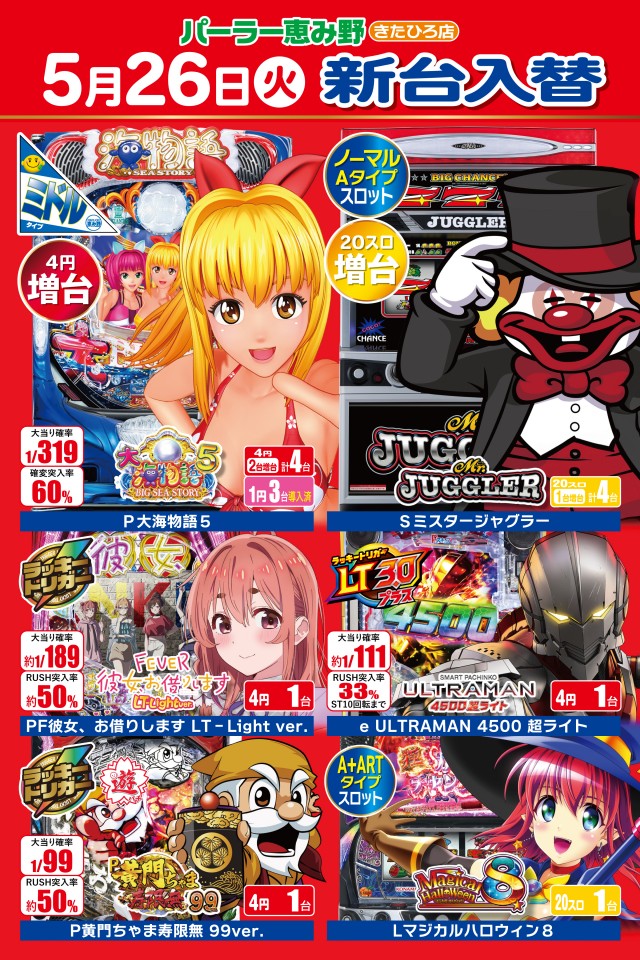 パーラー恵み野きたひろ店の最新情報画像