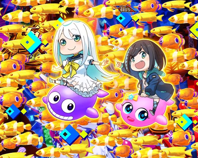 ぱちんこ・海物語 極JAPAN・右打ち中・昇格演出&出玉上乗せ