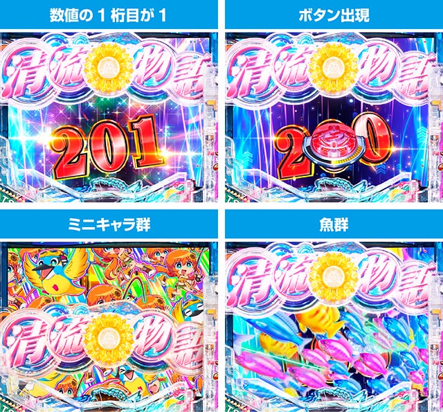 ぱちんこ・清流物語4・右打ち中・カウントアップ演出