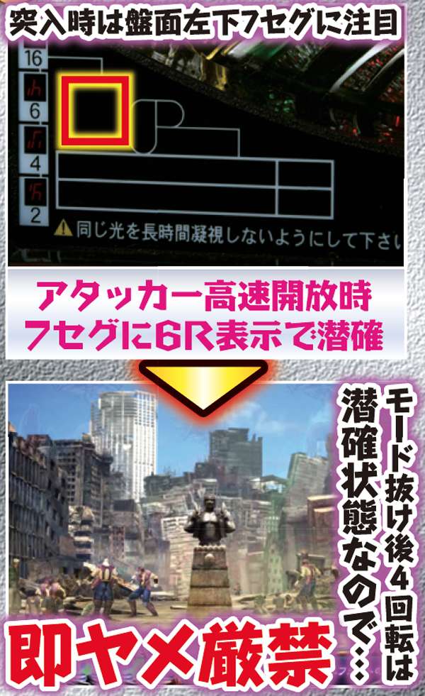 北斗6天翔百裂潜伏確変・7セグでの判別