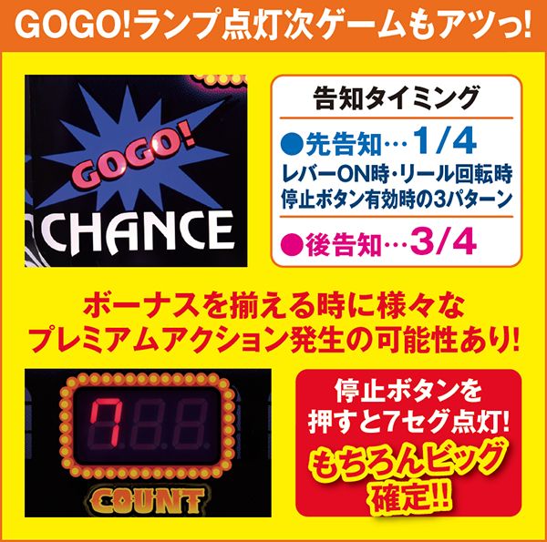 ファンキージャグラー告知タイミングとプレミアムアクション