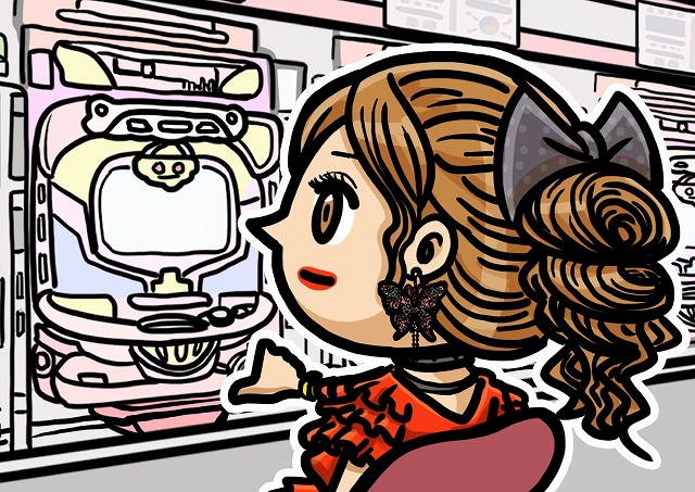 パチンコを打つ女性