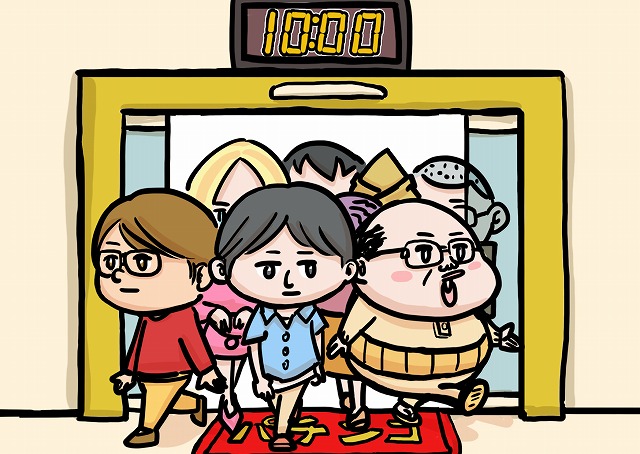 10時に入店するイラスト