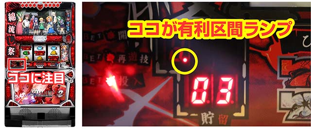 パチスロひぐらしのなく頃に祭2有利区間ランプ