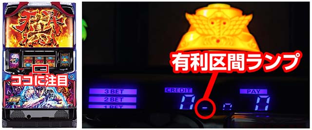 パチスロ北斗の拳 天昇有利区間ランプ