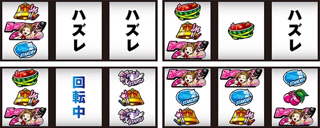 アオハル♪操 A-LIVE左リールBAR狙いリーチ目の停止例