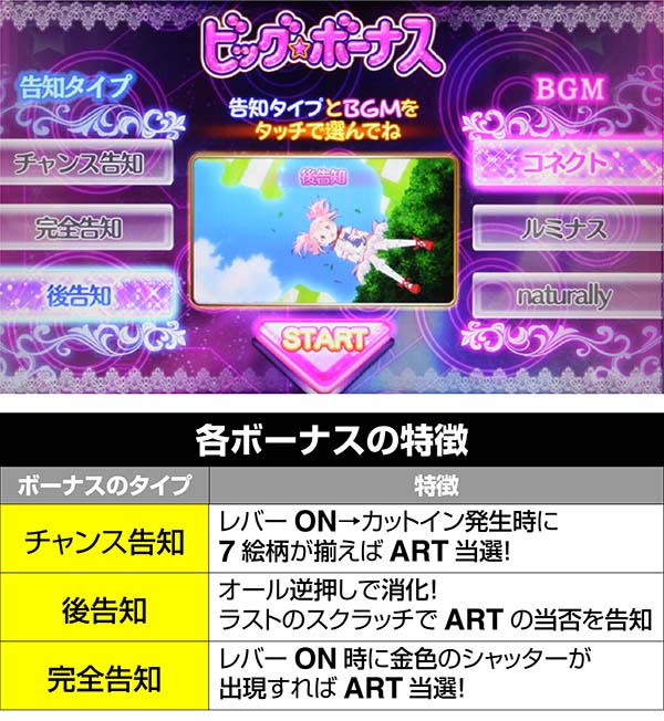 まどまぎ2ボーナス・3タイプの演出を選択画面