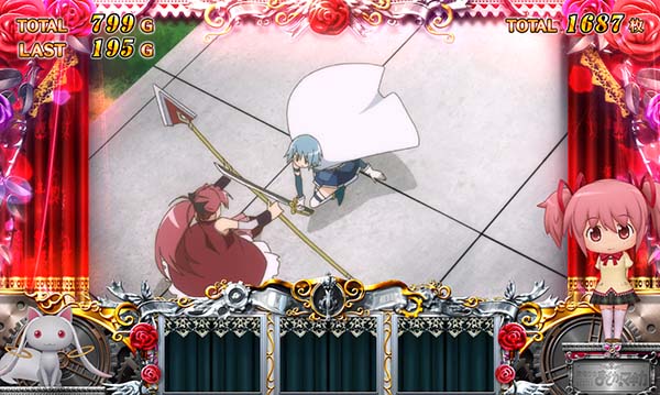 まどまぎ2ART中高確示唆ステージ・赤エフェクト