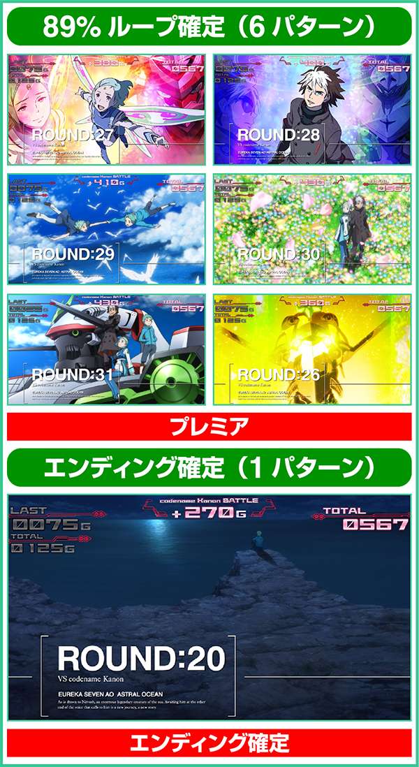 エウレカAOARTカノンバトル・ラウンド開始時の画面一覧