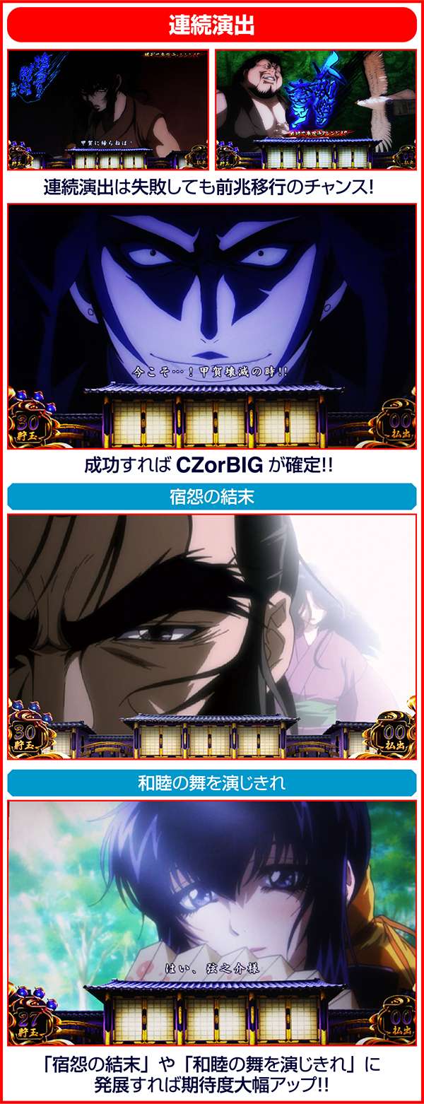バジリスク3CZ・争忍チャレンジ・連続演出