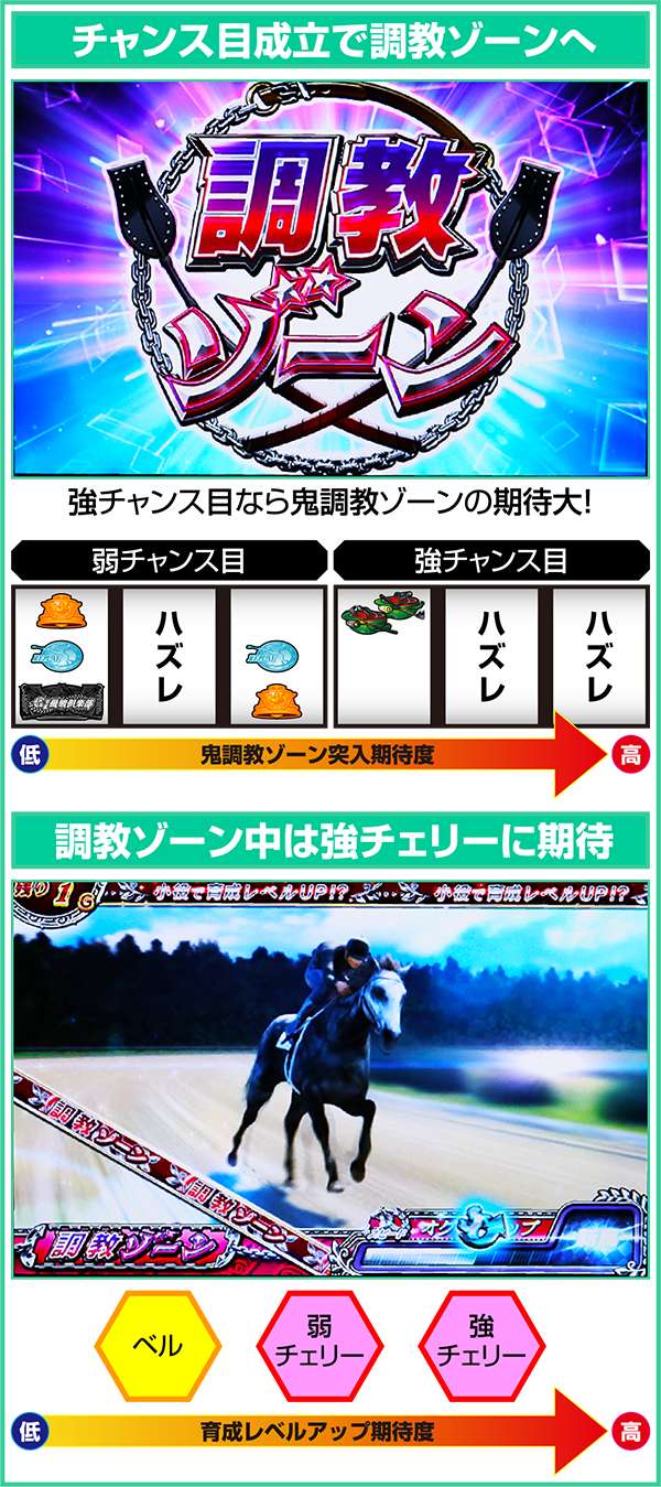 GI優駿倶楽部通常時チャンス目による調教ゾーン