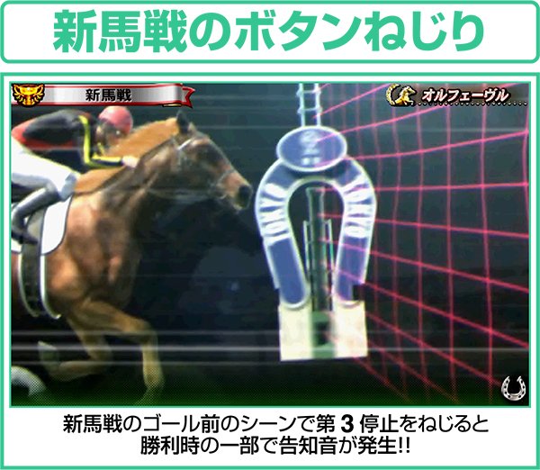 GI優駿倶楽部通常時新馬戦の第3停止ボタンねじり