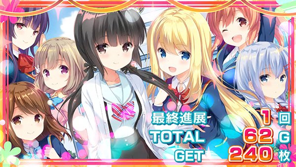 ガールフレンドGFボーナスとARTの終了画面「7人」