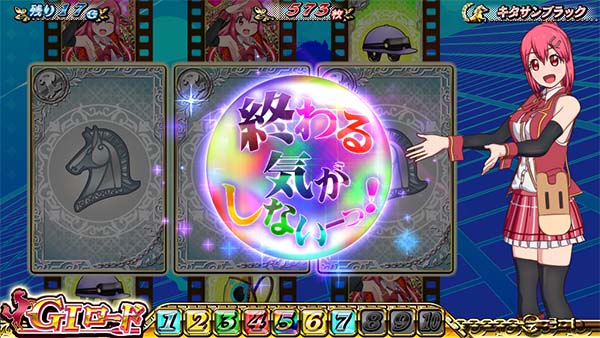 優駿倶楽部2AT中プレミアム演出・継続率示唆パターン・終わる気がしないーっ！