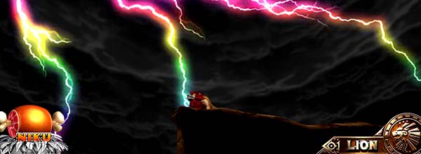 猛獣王通常時のプレミアム演出・雷雲演出虹雷