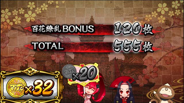 百花繚乱サムライガールズボーナス終了画面