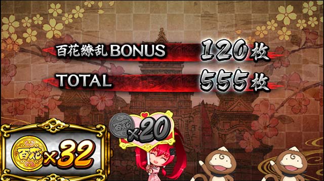 百花繚乱サムライガールズボーナス終了画面