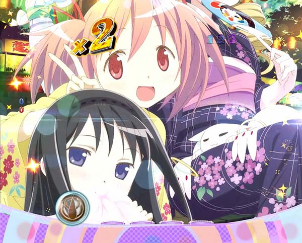 劇場版まどマギ通常時リーチ前&リーチ後予告演出・魔法少女の浴衣