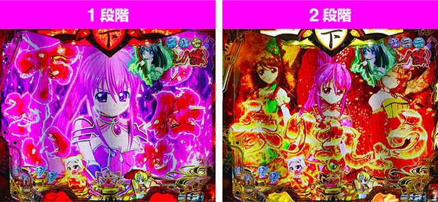 戦国乙女6・リーチ前予告・中盤カットイン予告