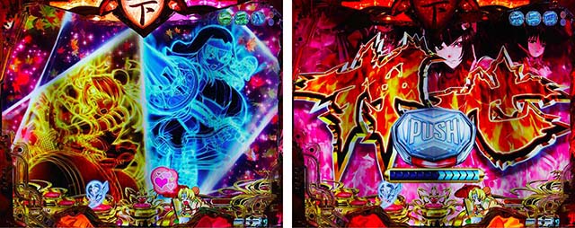 戦国乙女6・リーチ前予告・超ボタン予告