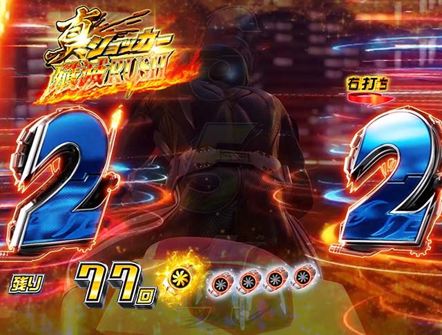 仮面ライダー轟音時短・確変中プレミアム演出・保留変化予告・金保留