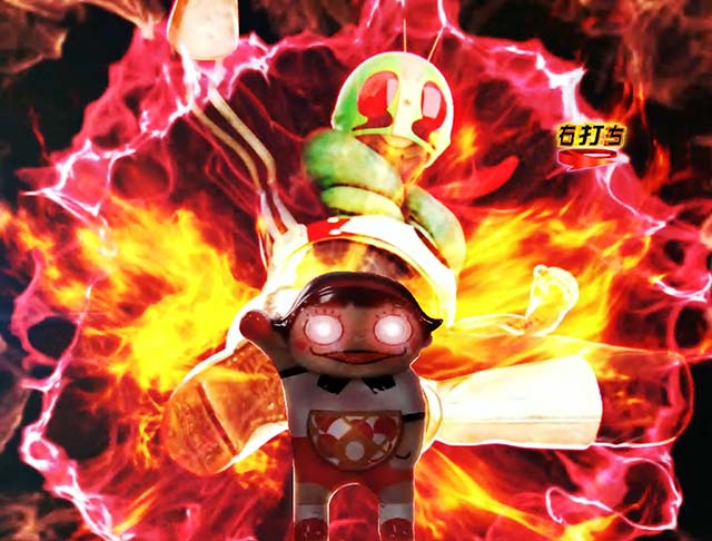 仮面ライダー轟音時短・確変中プレミアム演出・レジェンドバトルリーチ・玉ちゃん