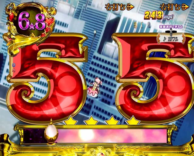 劇場版まどマギキュゥべえver・演出法則・右打ち中共通・擬似変動2回転目にリーチ発生