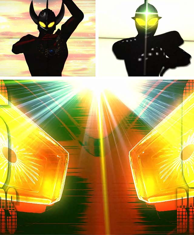 ウルトラセブン超乱舞・注目予告・リーチ中・金カットイン