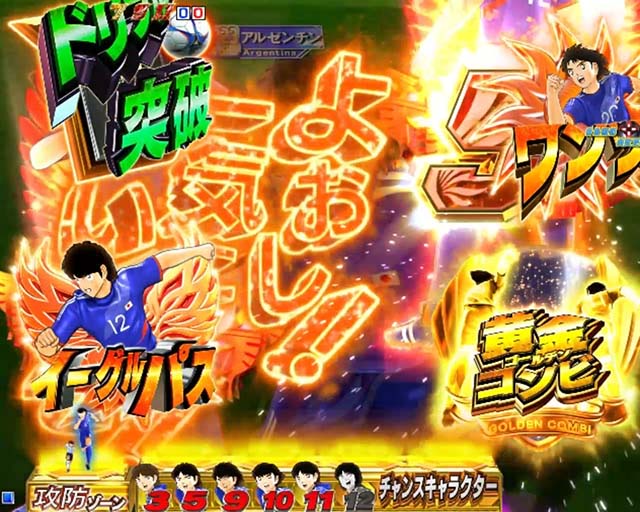 キャプテン翼石崎・右打ち中の演出の流れ＆ポイント