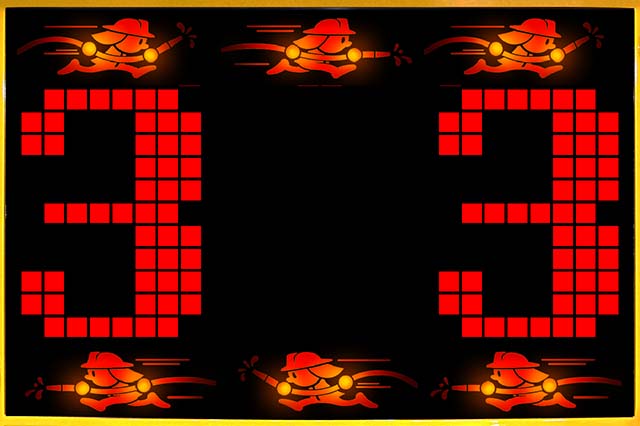 パトラッシュV・リーチ後予告・消防士ランプチャンスアップ予告