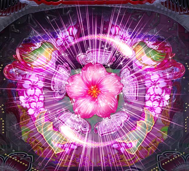 スーパー海物語IN沖縄5（沖海5）・モード共通・ハイビスカスフラッシュ