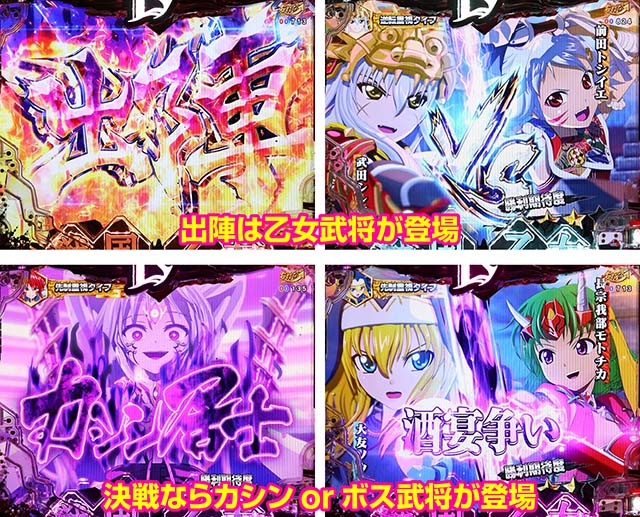 ぱちんこ戦国乙女LEGENDBATTLE（レジェンドバトル）・レジェンドバトル中・主要リーチ