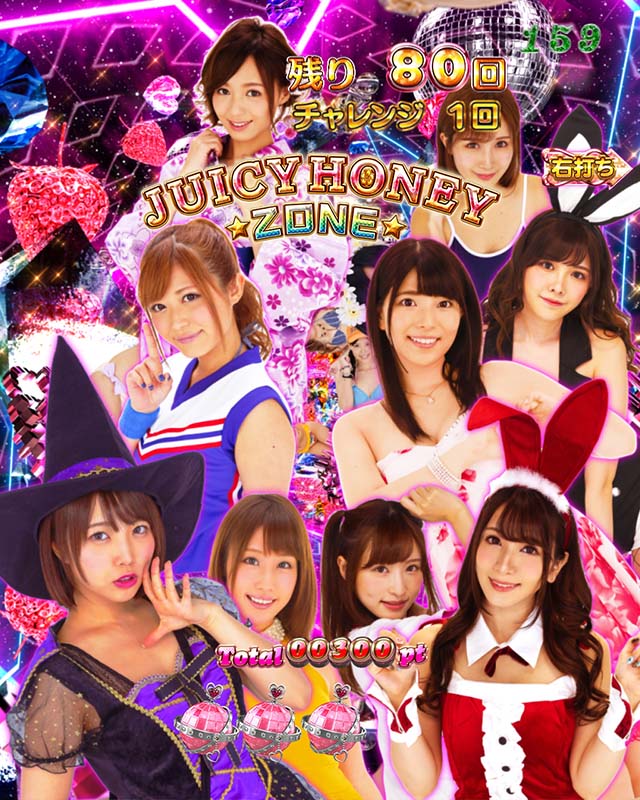 ぱちんこ・ジューシーハニーハーレム・［RUSH前半］主要演出