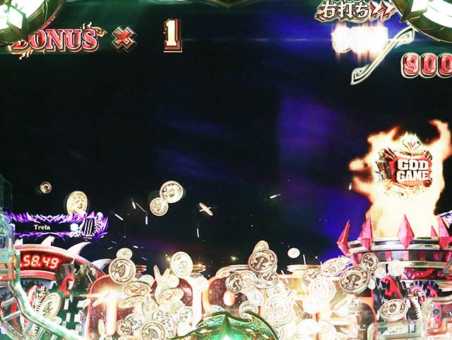 ぱちんこアナザーゴッドハーデス狂乱・GODGAME中（右打ち）の大当り