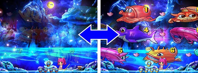 ぱちんこ・スーパー海物語IN地中海2・ミラージュモード中・主要演出