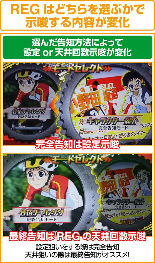 パチスロ TVアニメーション弱虫ペダル（パチスロ）設定判別・天井