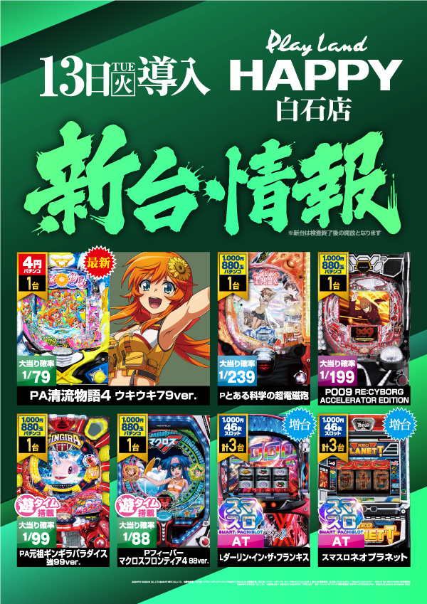 プレイランドハッピー白石店の最新情報画像