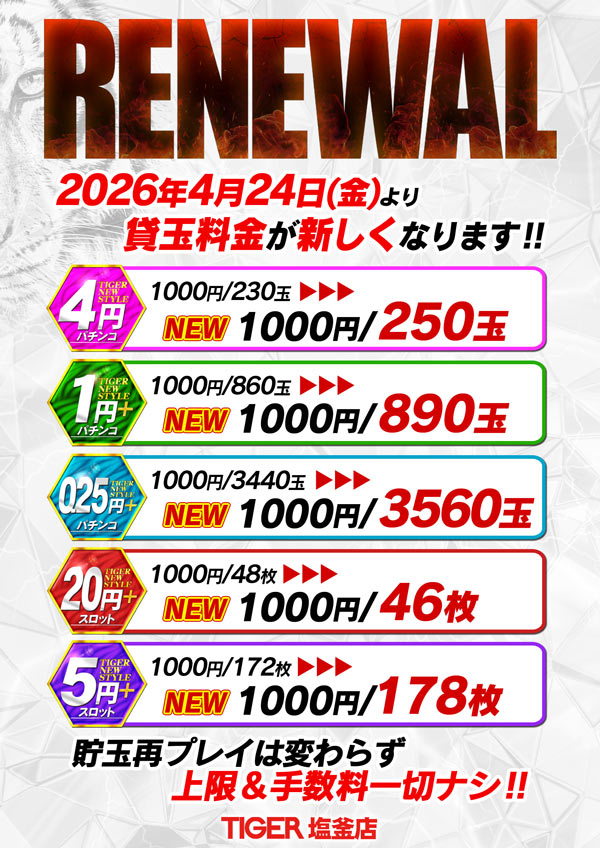 パチンコタイガー塩釜店の最新情報画像