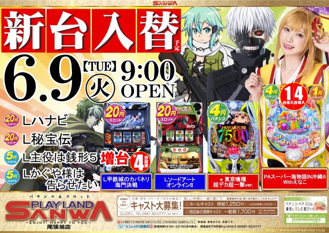 プレイランドサンワ尾張旭店の最新情報画像