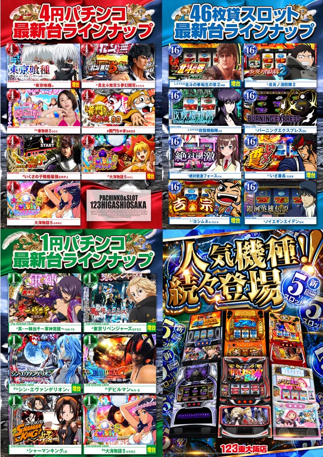 フロアマップ公開中】123東大阪店 | 東大阪市 住道駅 | パチンコ