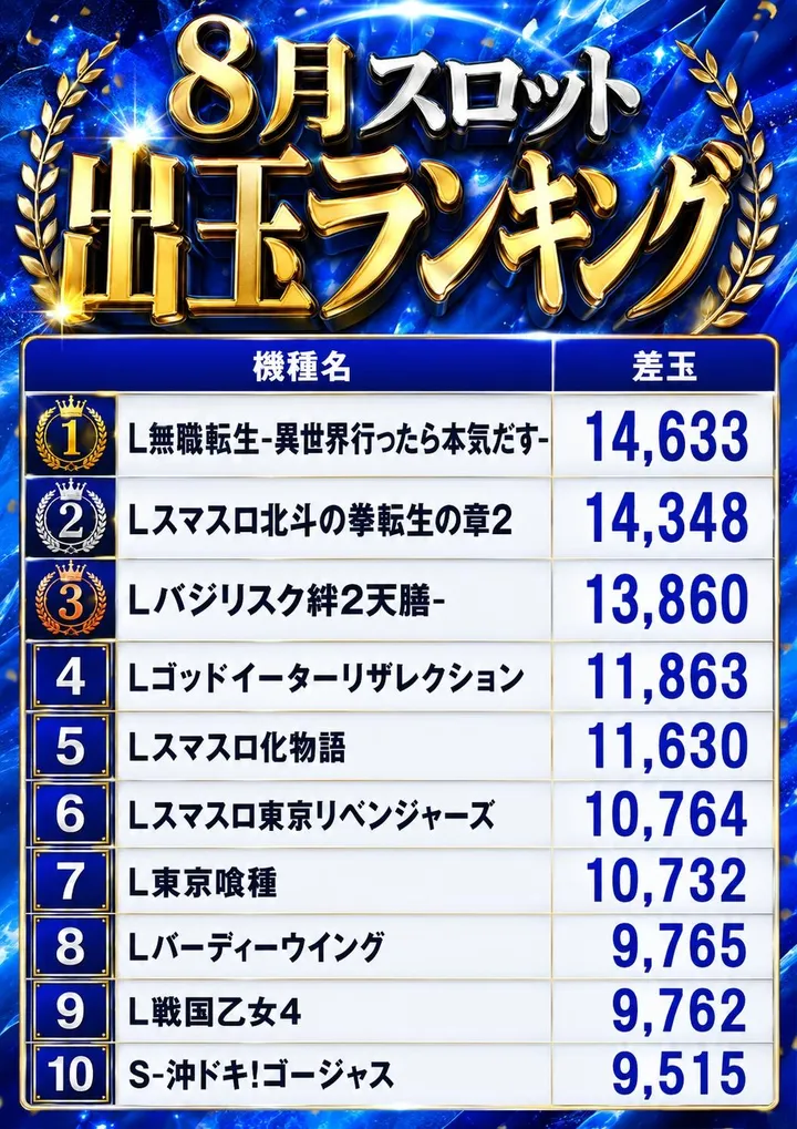 ビクトリー益田店のパチスロ出玉ランキング