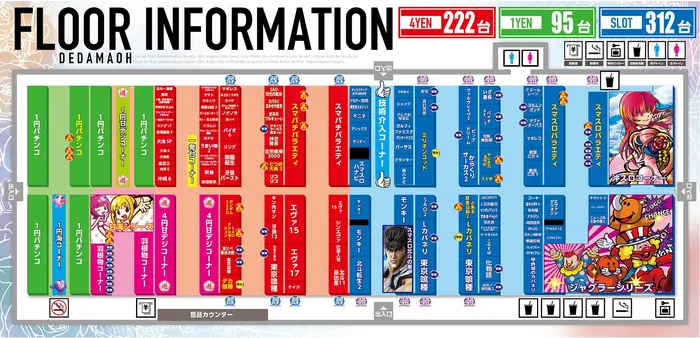 出玉王田無店のフロアマップ2