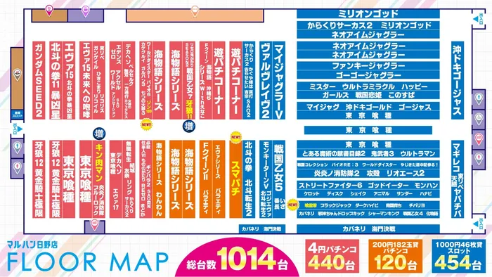 マルハン日野店のフロアマップ1
