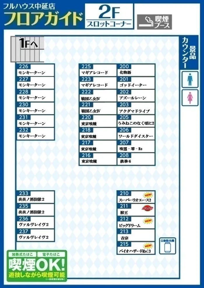 フルハウス中延店のフロアマップ1
