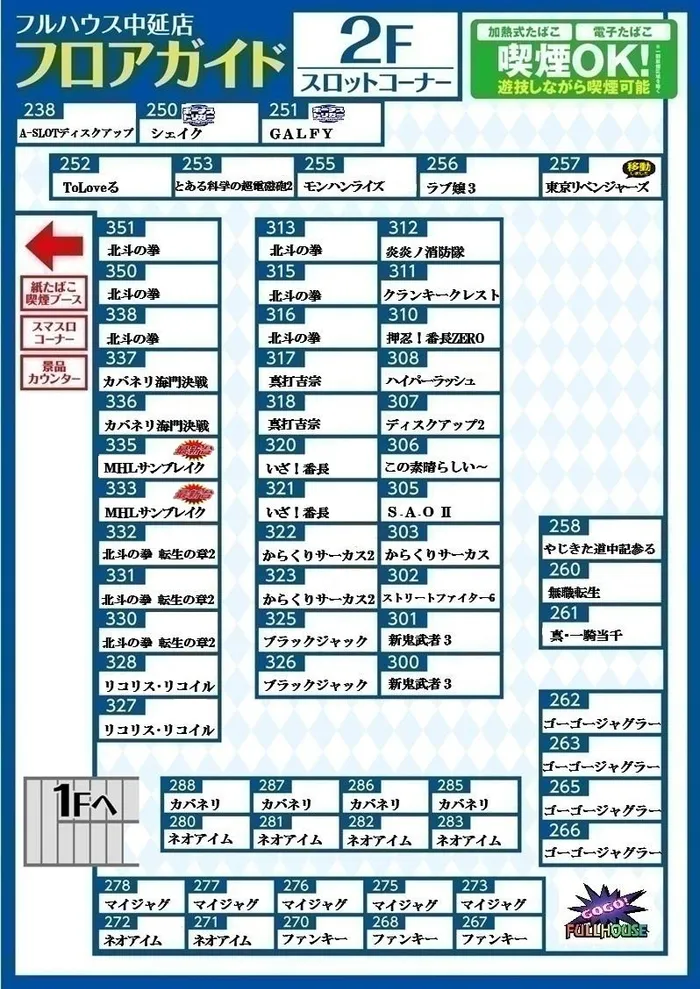 フルハウス中延店のフロアマップ2