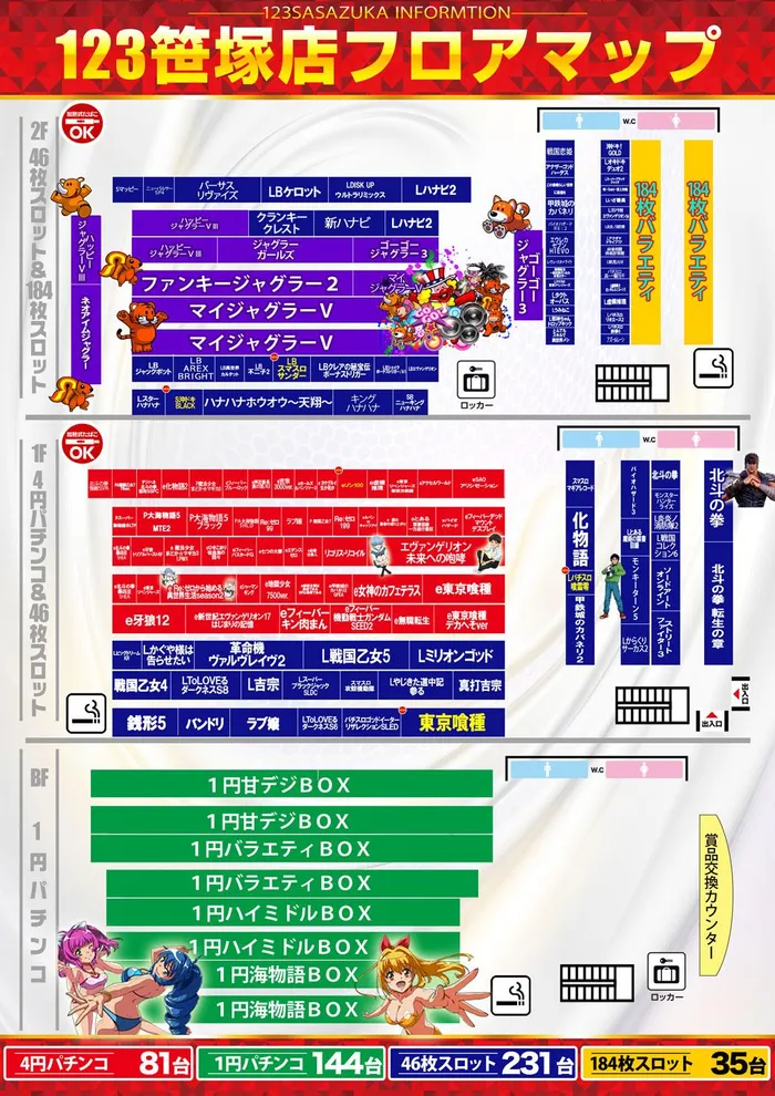 １２３笹塚店のフロアマップ1