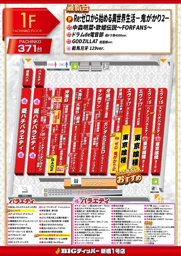 BIGディッパー新橋1号店のフロアマップ1