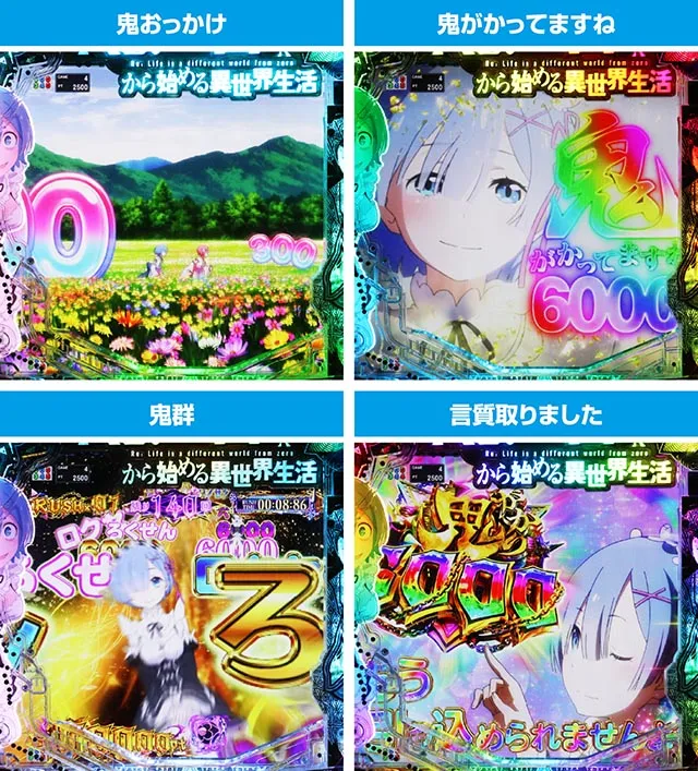 パチンコ・リゼロ鬼がかり2・［鬼がかりRUSH］主要演出
