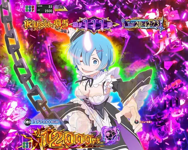 パチンコ・リゼロ鬼がかり2・［鬼がかりRUSH レム告知］主要演出