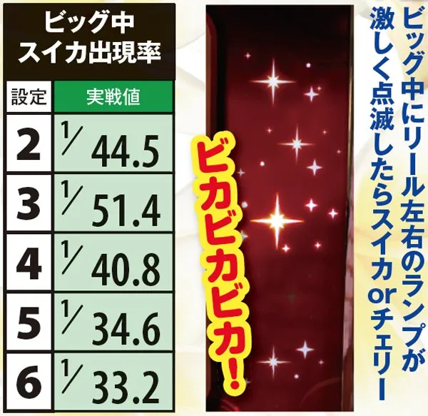 ニューキングハナハナビッグ中・スイカ確率